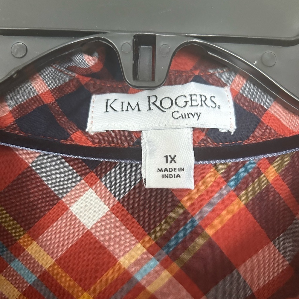 Kim Rogers women’s button down plaid fall blouse size 1x - Picture 4 of 10
